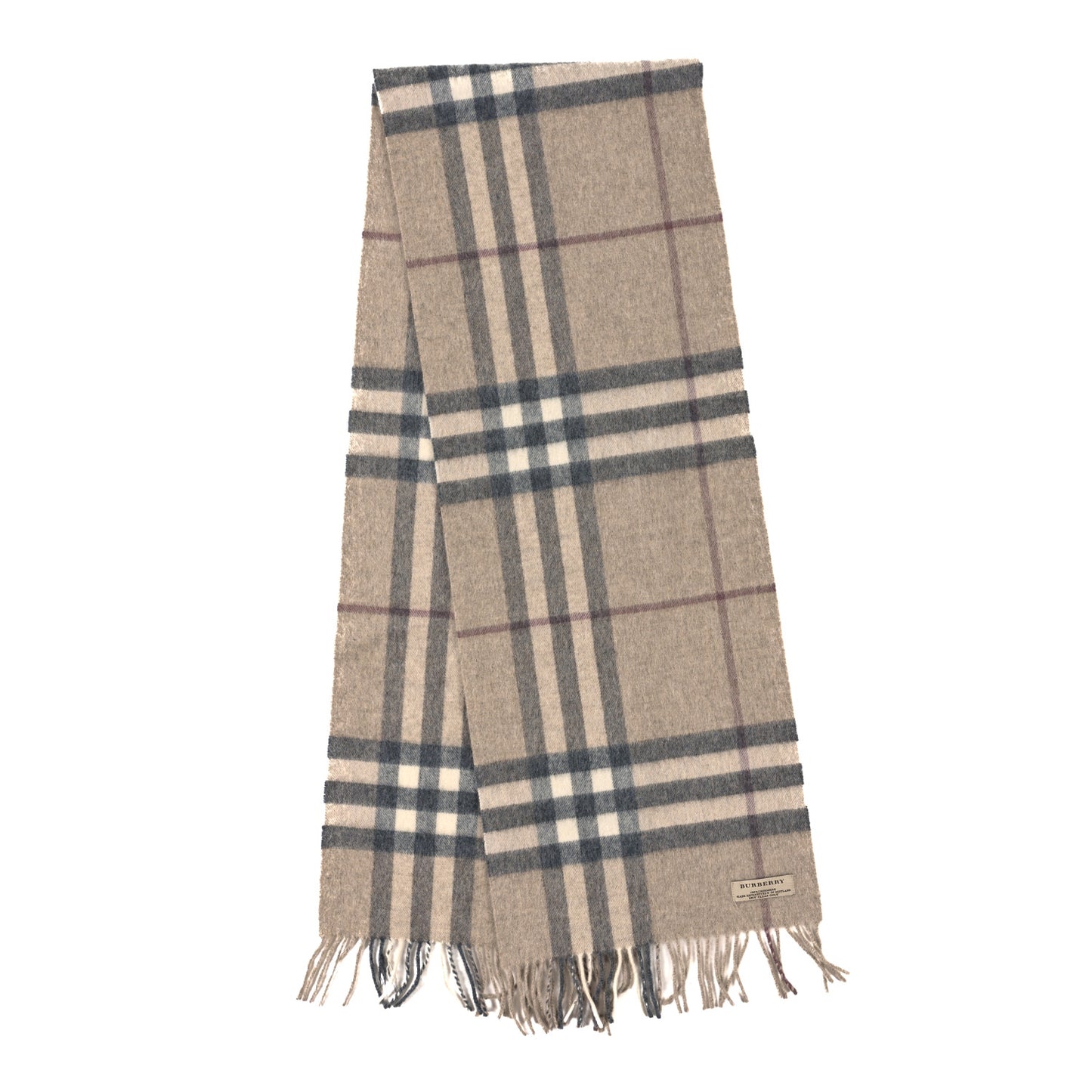 Wool Cashmere House Check Fringe Scarf