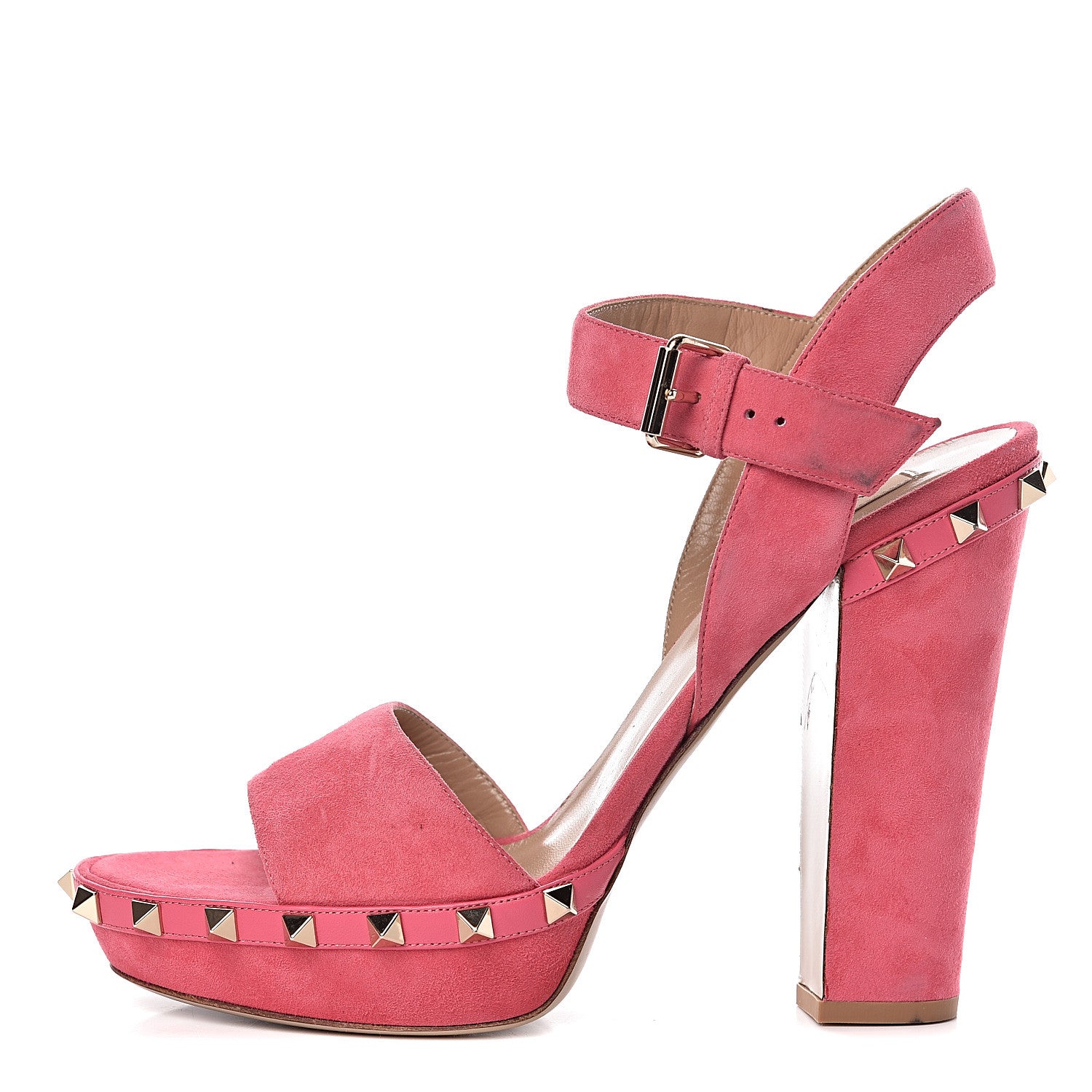Valentino Garavani Suede Rockstud 75/125mm Platform Sandals 40 Shadow Pink 1 of 9