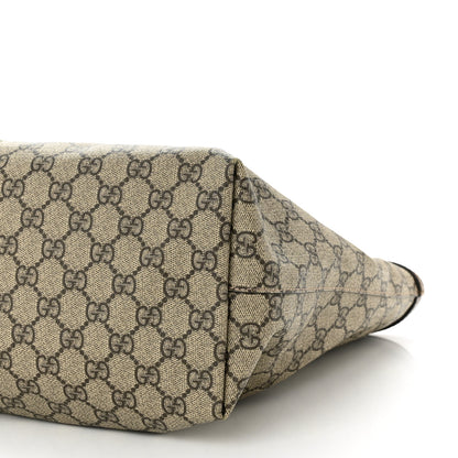 Gucci GG Supreme Monogram Textured Calfskin Web Medium Ophidia Shopping Tote Beige Ebony New Acero 10 of 13