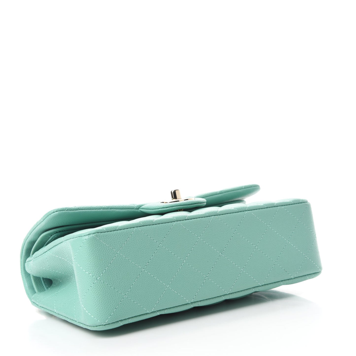 Caviar Quilted Small Double Flap Light Green