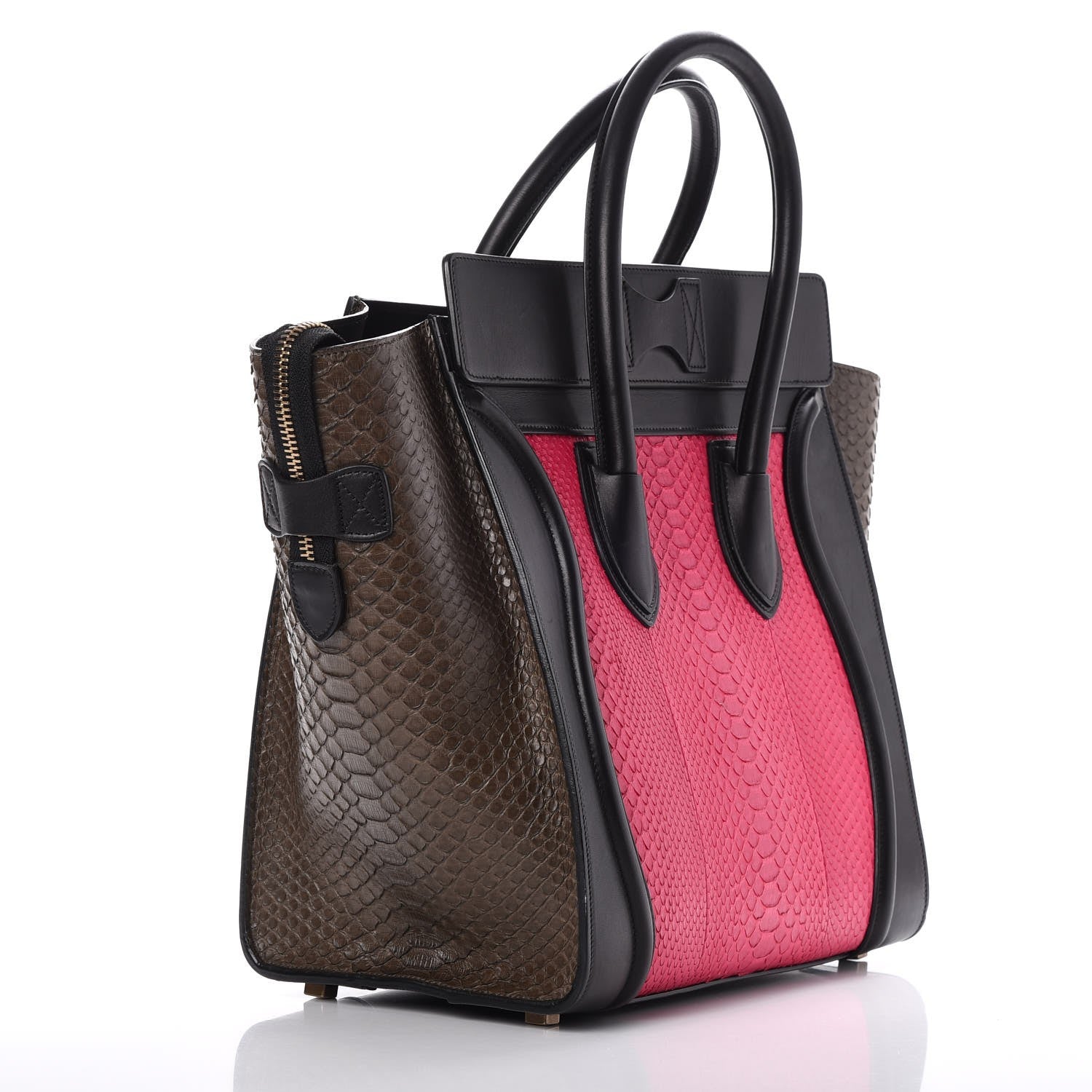 Celine Python Smooth Calfskin Tri-color Mini Luggage Fuchsia 3 of 12