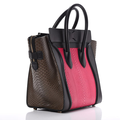 Celine Python Smooth Calfskin Tri-color Mini Luggage Fuchsia 3 of 12