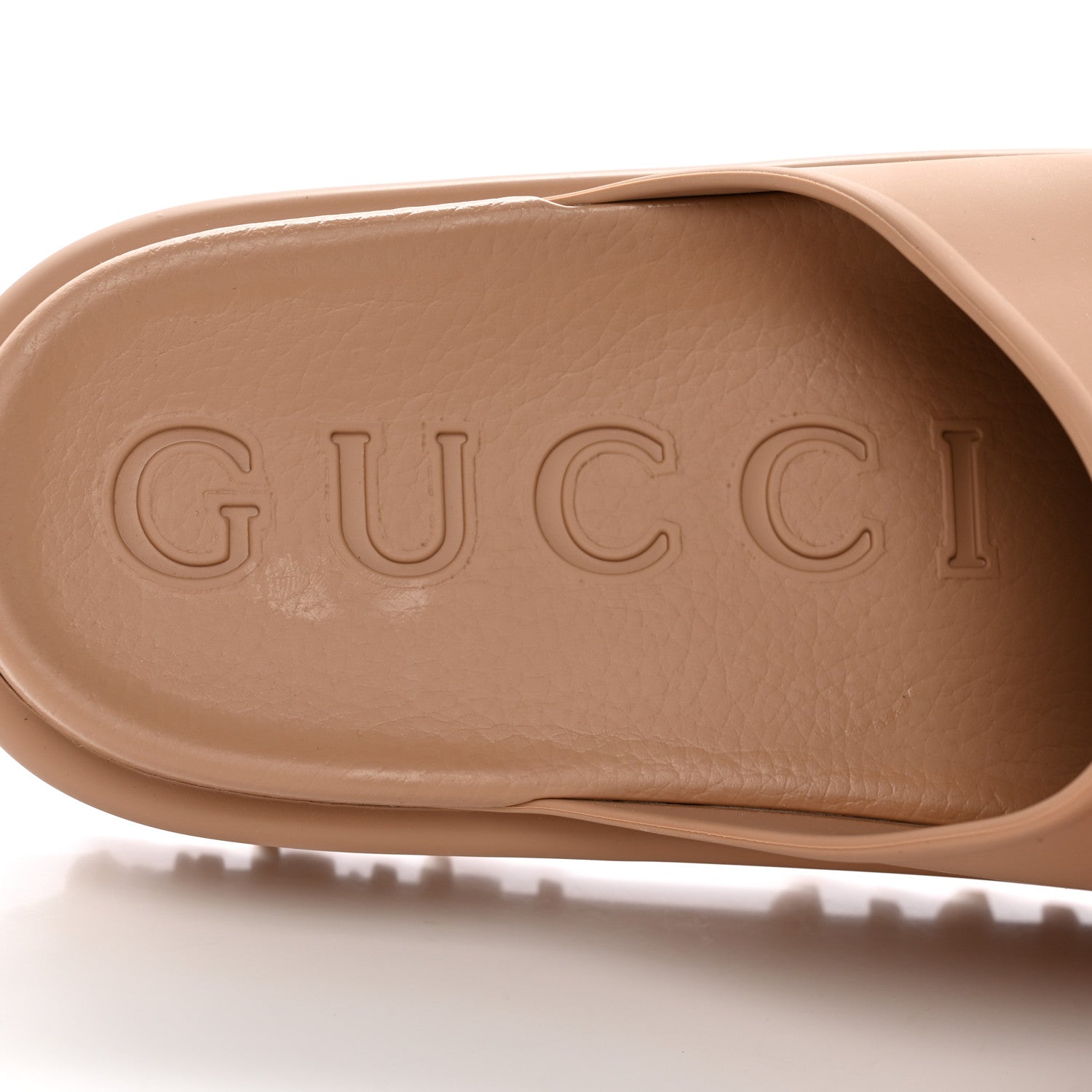 Gucci Soft Rubber Womens Interlocking G Platform 42mm Slide Sandals 38 Vintage Camel 7 of 10