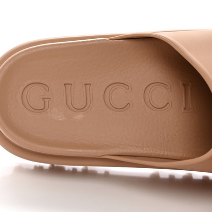 Gucci Soft Rubber Womens Interlocking G Platform 42mm Slide Sandals 38 Vintage Camel 7 of 10