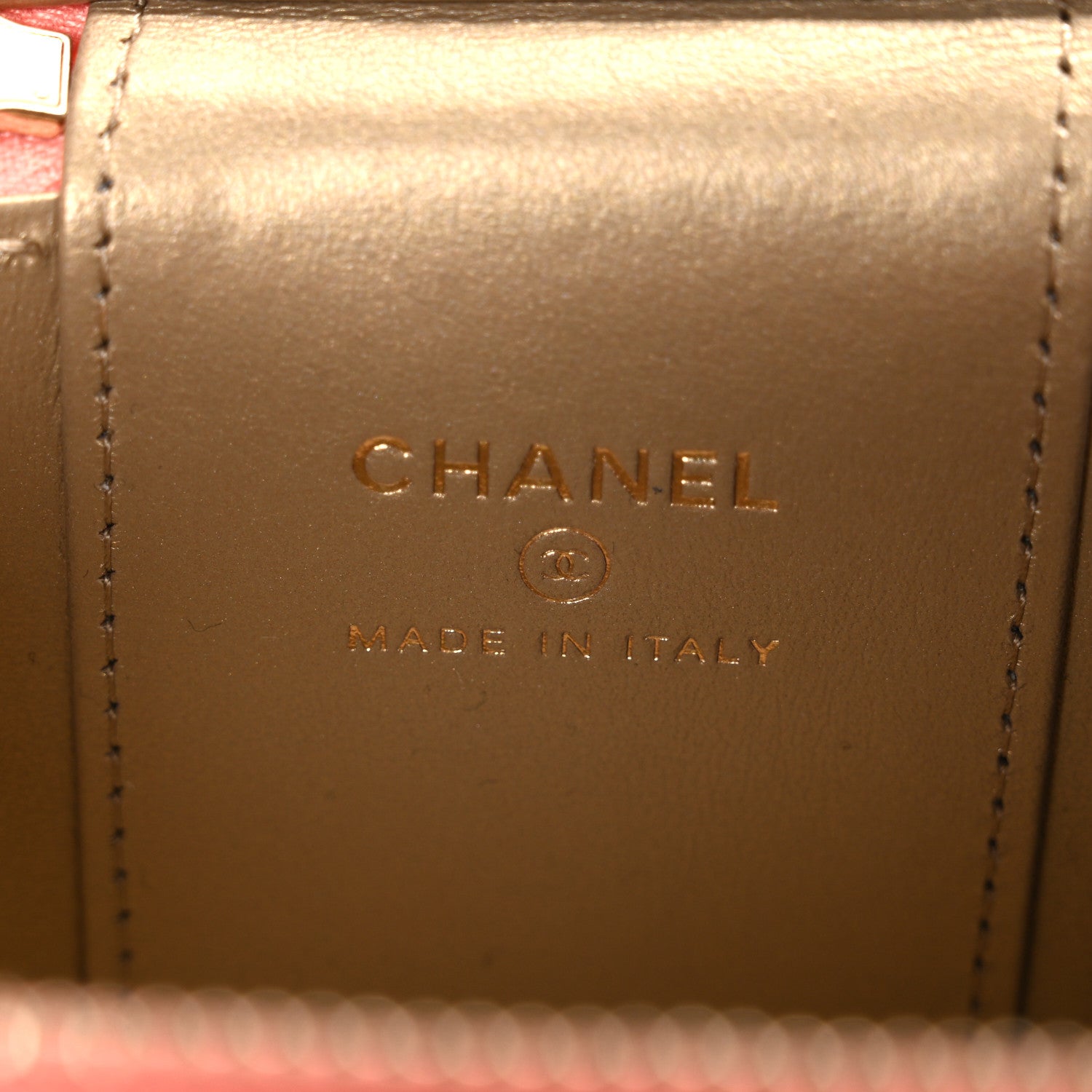 Chanel Lambskin Quilted Pearl Crush Mini Vanity Case With Chain Coral 6 of 10