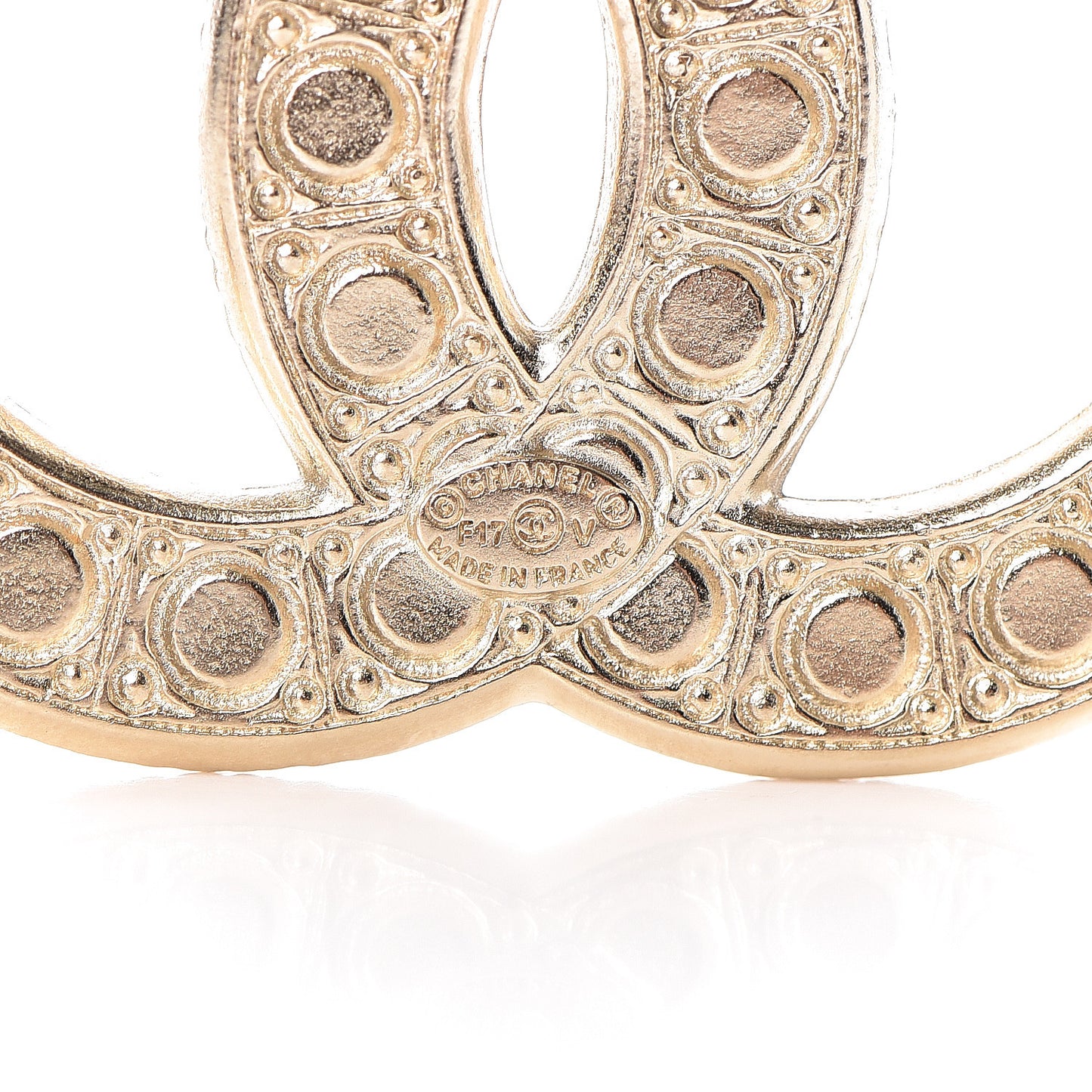 Pearl Crystal CC Brooch Gold