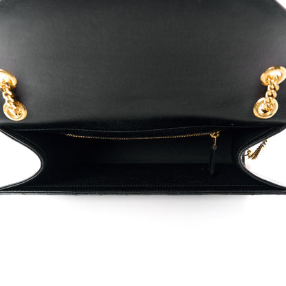 Saint Laurent SAINT LAURENT Grain De Poudre Matelasse Chevron Large Monogram Satchel Black 5 of 11