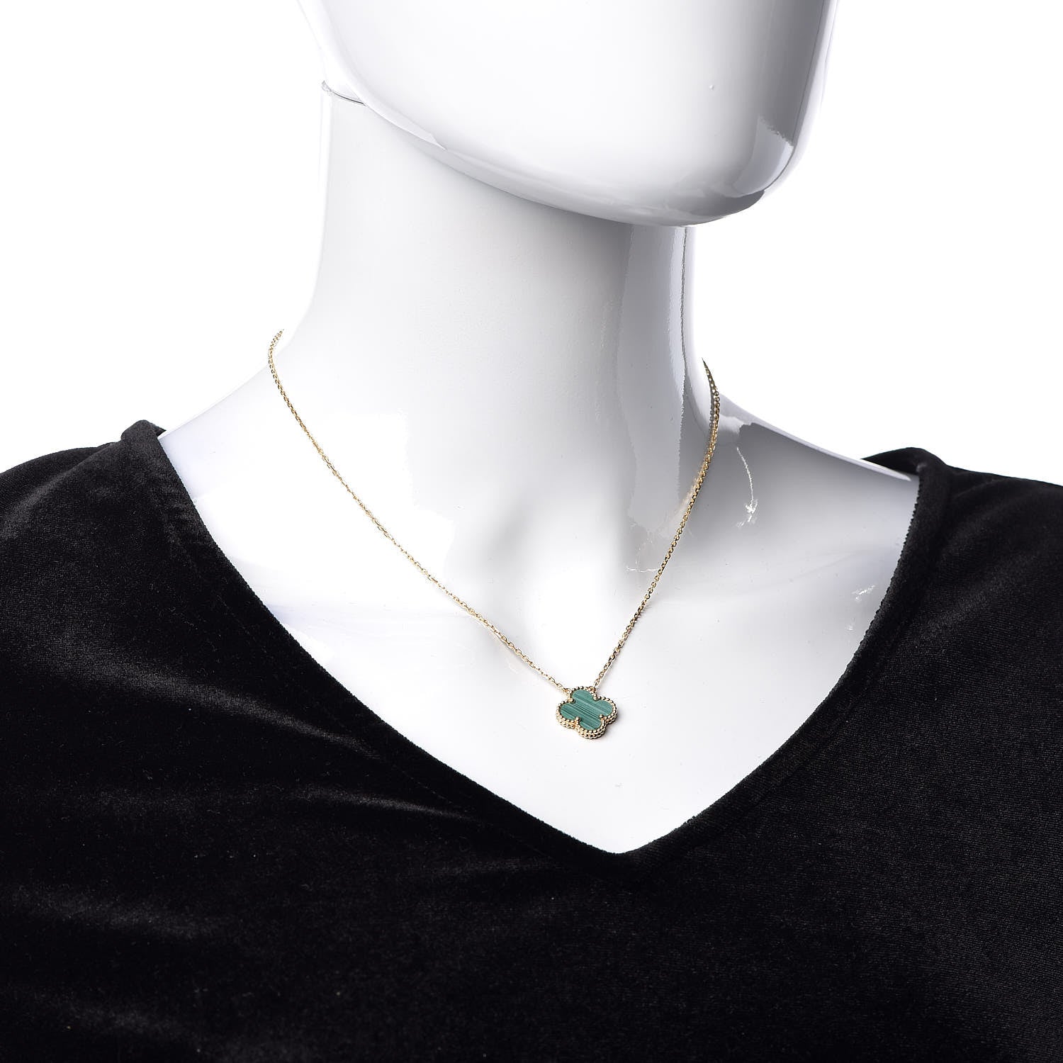 Van Cleef & Arpels 18K Yellow Gold Malachite Vintage Alhambra Pendant Necklace 2 of 7