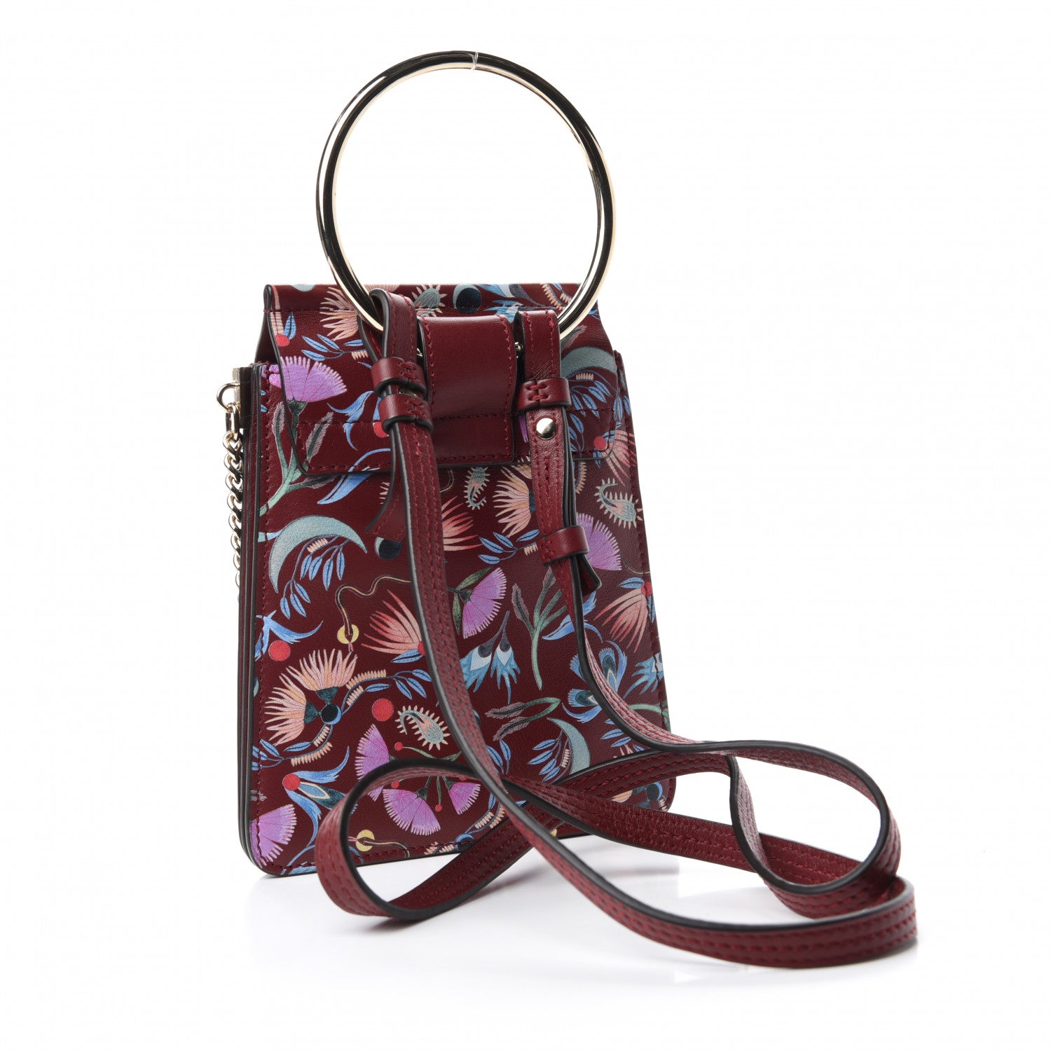Chloe Calfskin Floral Print Mini Faye Bracelet Bag Plum Purple 3 of 10