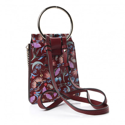 Chloe Calfskin Floral Print Mini Faye Bracelet Bag Plum Purple 3 of 10