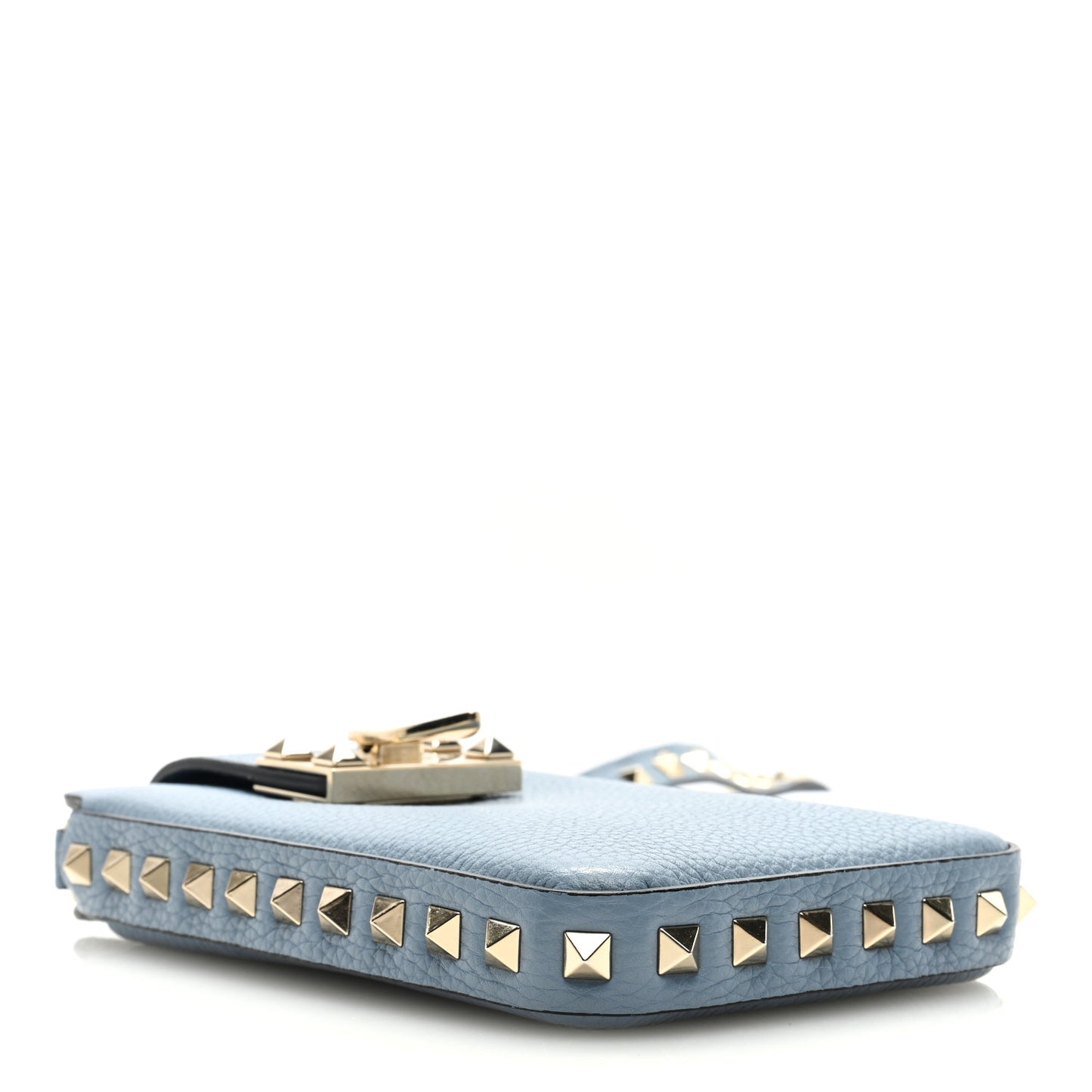 Grained Calfskin Rockstud Crossbody Phone Case Niagara