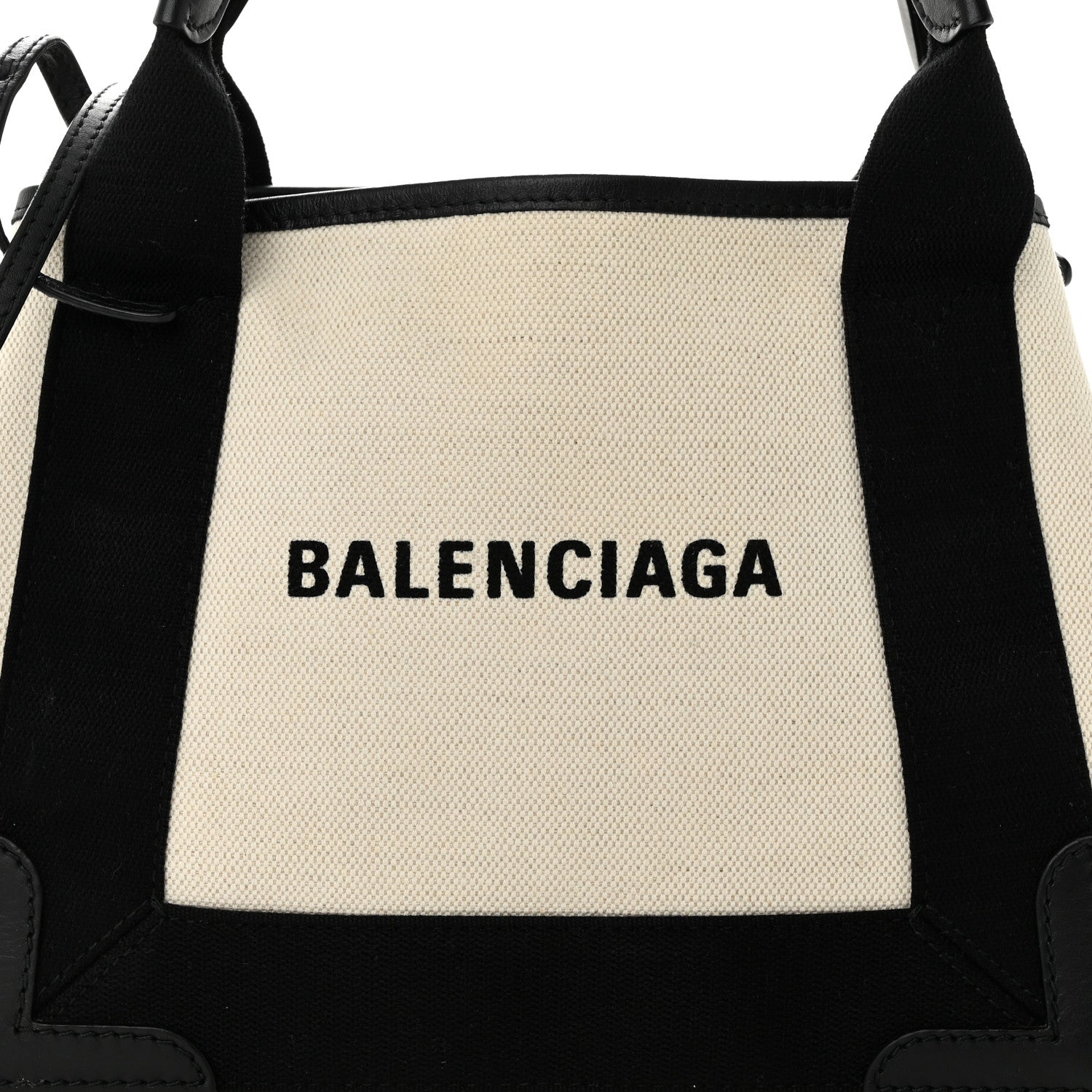 Balenciaga Cotton Canvas Calfskin Navy Cabas XS Natural Black 8 of 10