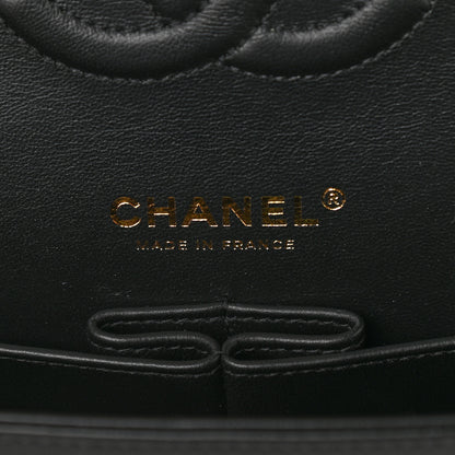 Chanel Lambskin Quilted Medium Double Flap Black White 8 of 9