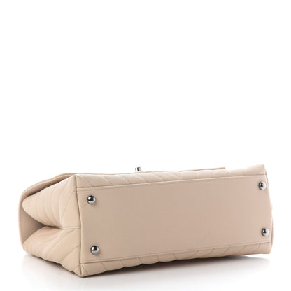 Chanel Caviar Chevron Quilted Small Coco Handle Flap Light Beige 3 of 8