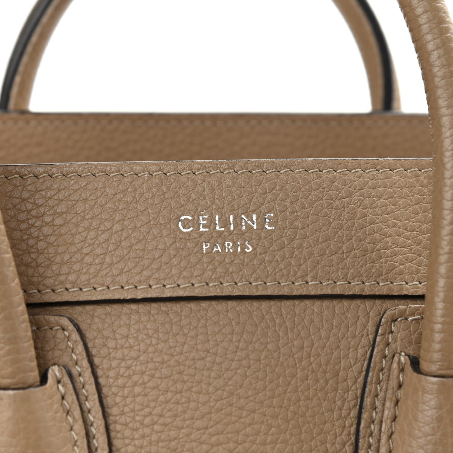Celine Drummed Calfskin Nano Luggage Dune 8 of 12