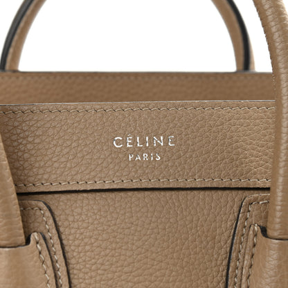 Celine Drummed Calfskin Nano Luggage Dune 8 of 12