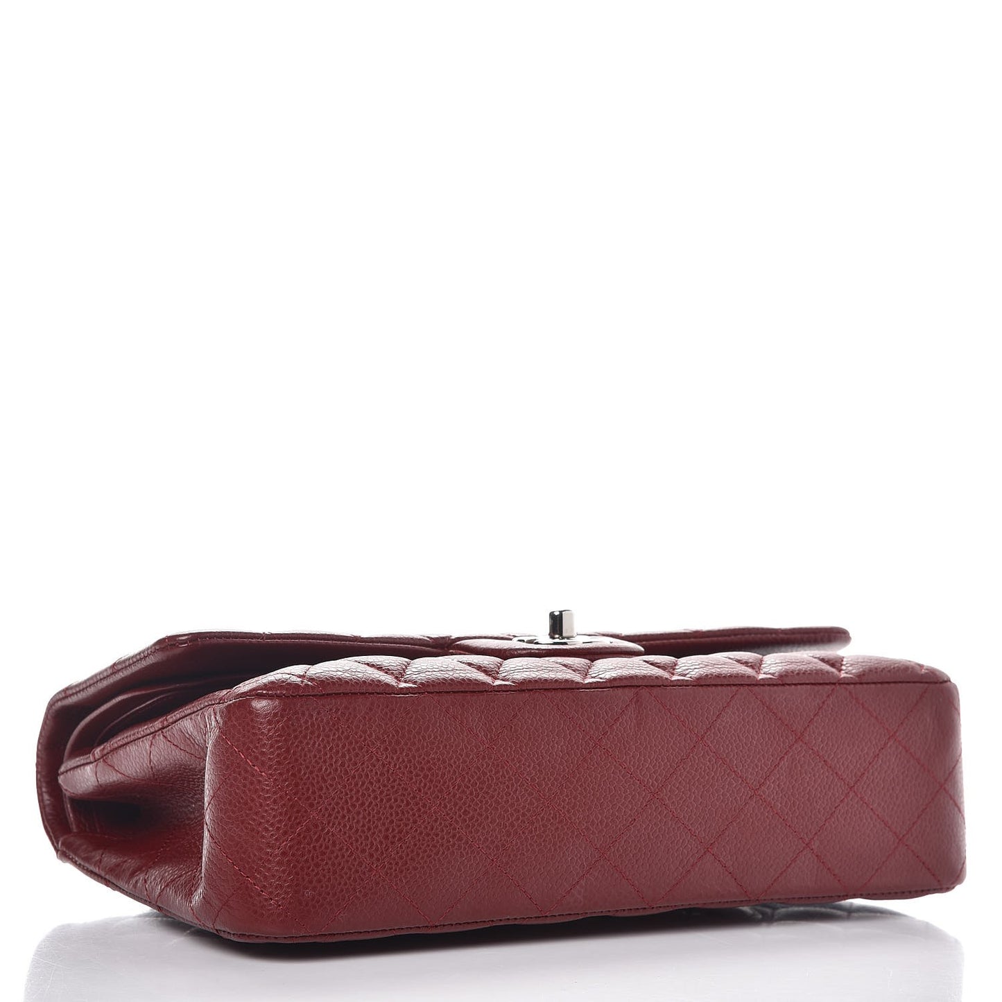 Caviar Quilted Medium Double Flap Dark Red