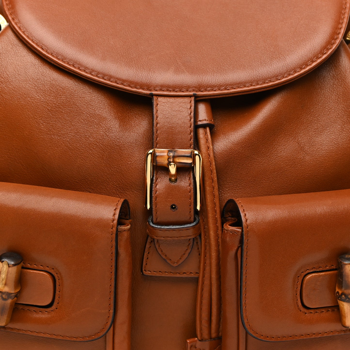 Calfskin Bamboo Backpack Brown