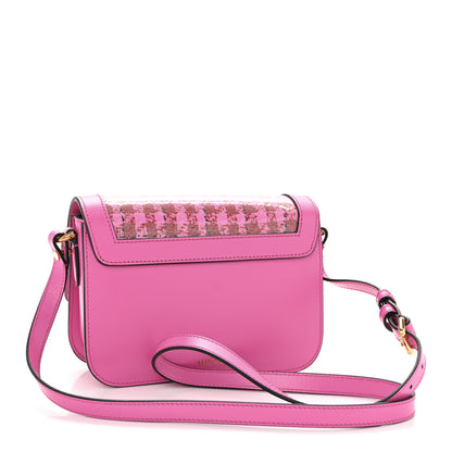 Versace Calfskin Vinyl Small Houndstooth La Medusa Crossbody Bag  Red Fuchsia 3 of 10