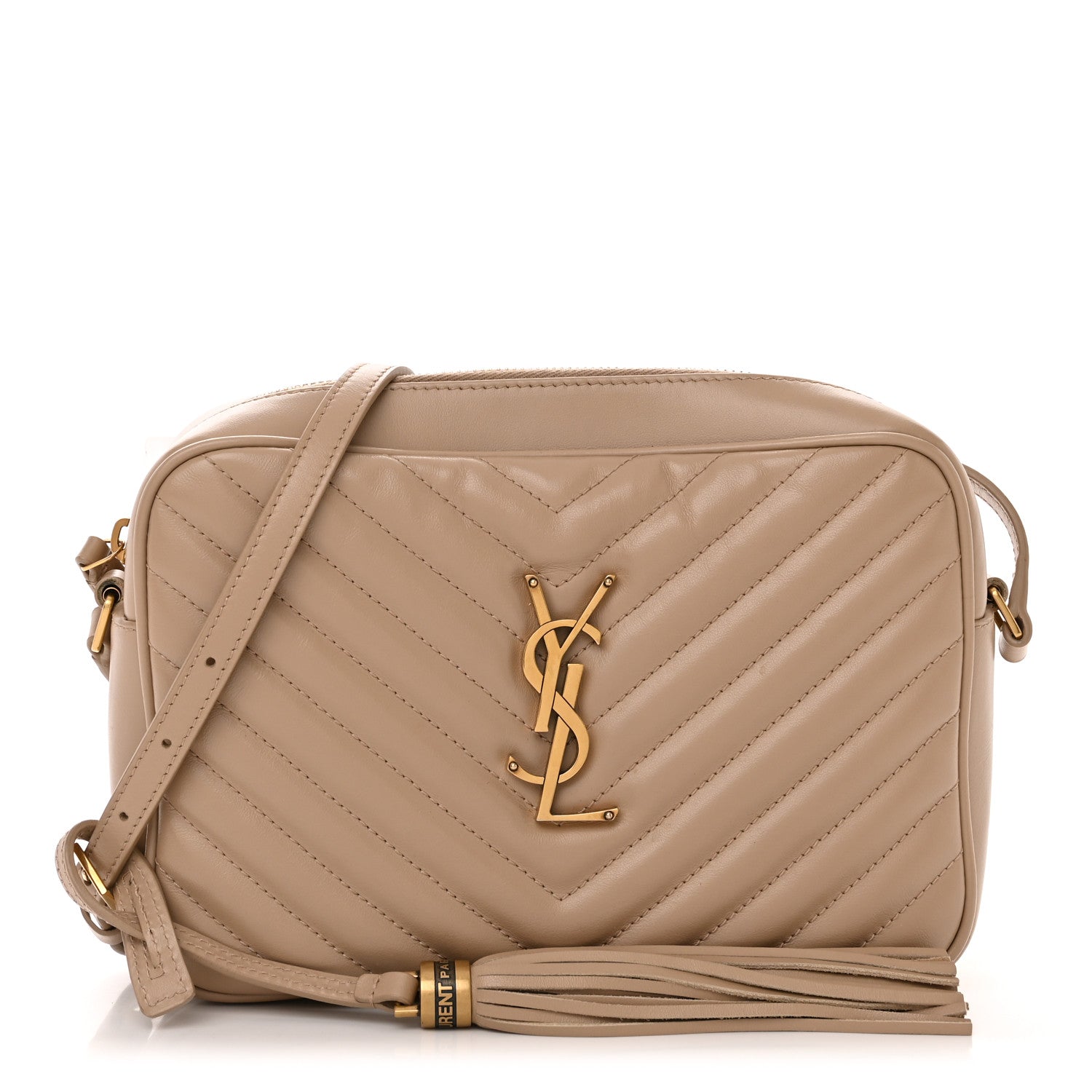 Saint Laurent Calfskin Matelasse Monogram Lou Camera Bag Dark Beige 1 of 16