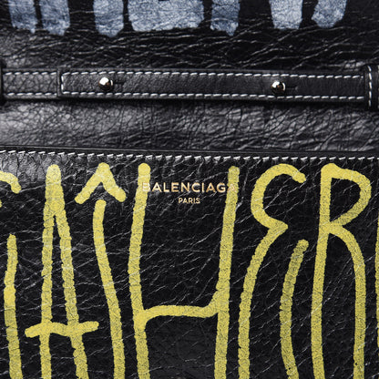 Balenciaga Agneau Arena Graffiti All Over Bazar Chain Shoulder Bag Black Multicolor 6 of 9