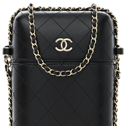 Chanel Lambskin Quilted Chain Around Phone Holder Black 8 of 10