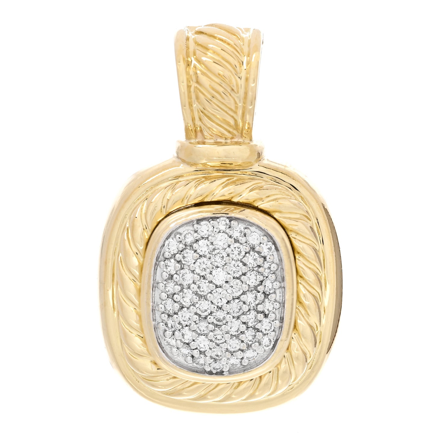 18K Yellow Gold Diamond Pave 20mm Albion Enhancer Pendant