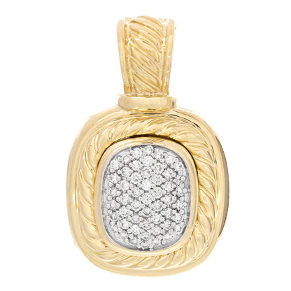 David Yurman 18K Yellow Gold Diamond Pave 20mm Albion Enhancer Pendant 1 of 3