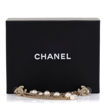 Chanel Glass Pearl CC Long Drop Earrings Gold 5 of 5