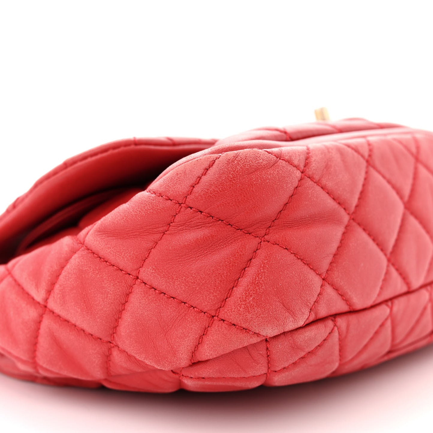 Lambskin Quilted Large Now and Forever Flap Red