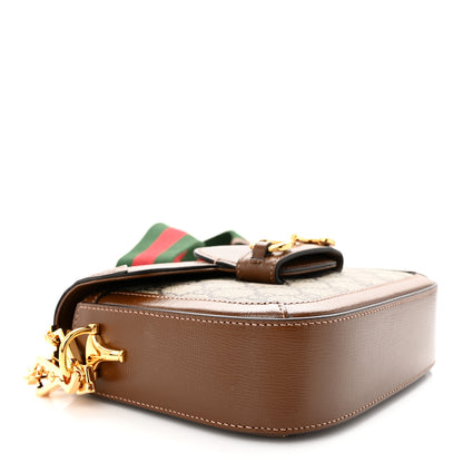 Gucci GG Supreme Monogram Azalea Calfskin Web Mini Horsebit 1955 Shoulder Bag Beige Ebony Brown Sugar 4 of 11