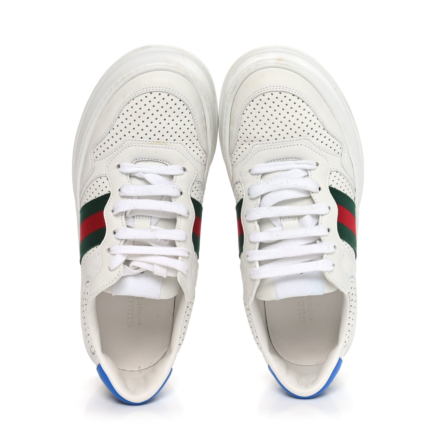 Calfskin Web Perforated Womens Platform 55mm Sneakers 38.5 White Bright Splash
