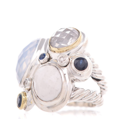 David Yurman Sterling Silver 18K Yellow Gold Diamond Sapphire Agate Moonstone Quartz Mosaic Ring 52 6 3 of 6
