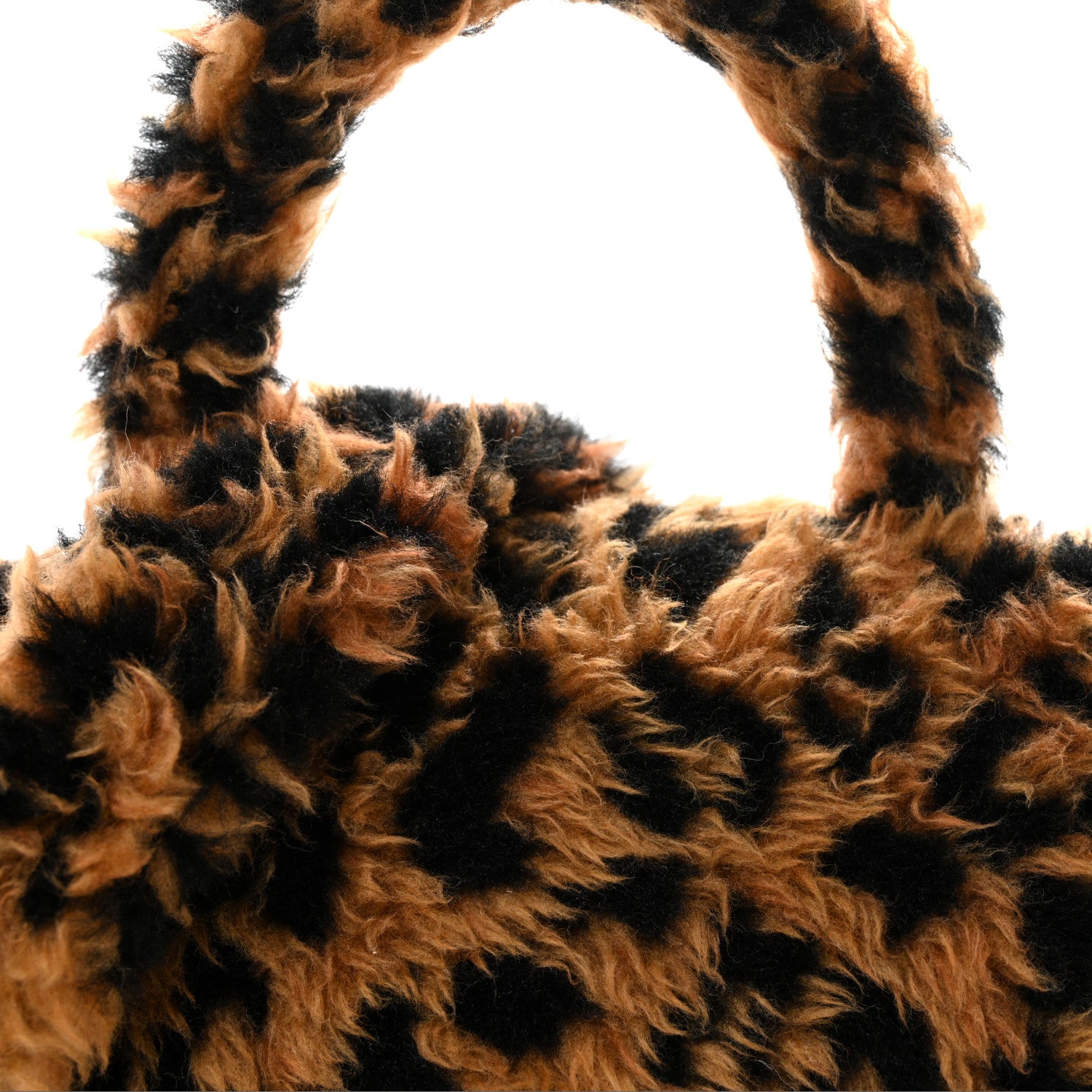 Balenciaga Fleece Leopard Print Small Hourglass Top Handle Bag