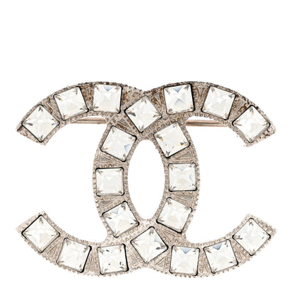 Chanel Crystal Baguette CC Mini Brooch Silver 1 of 6