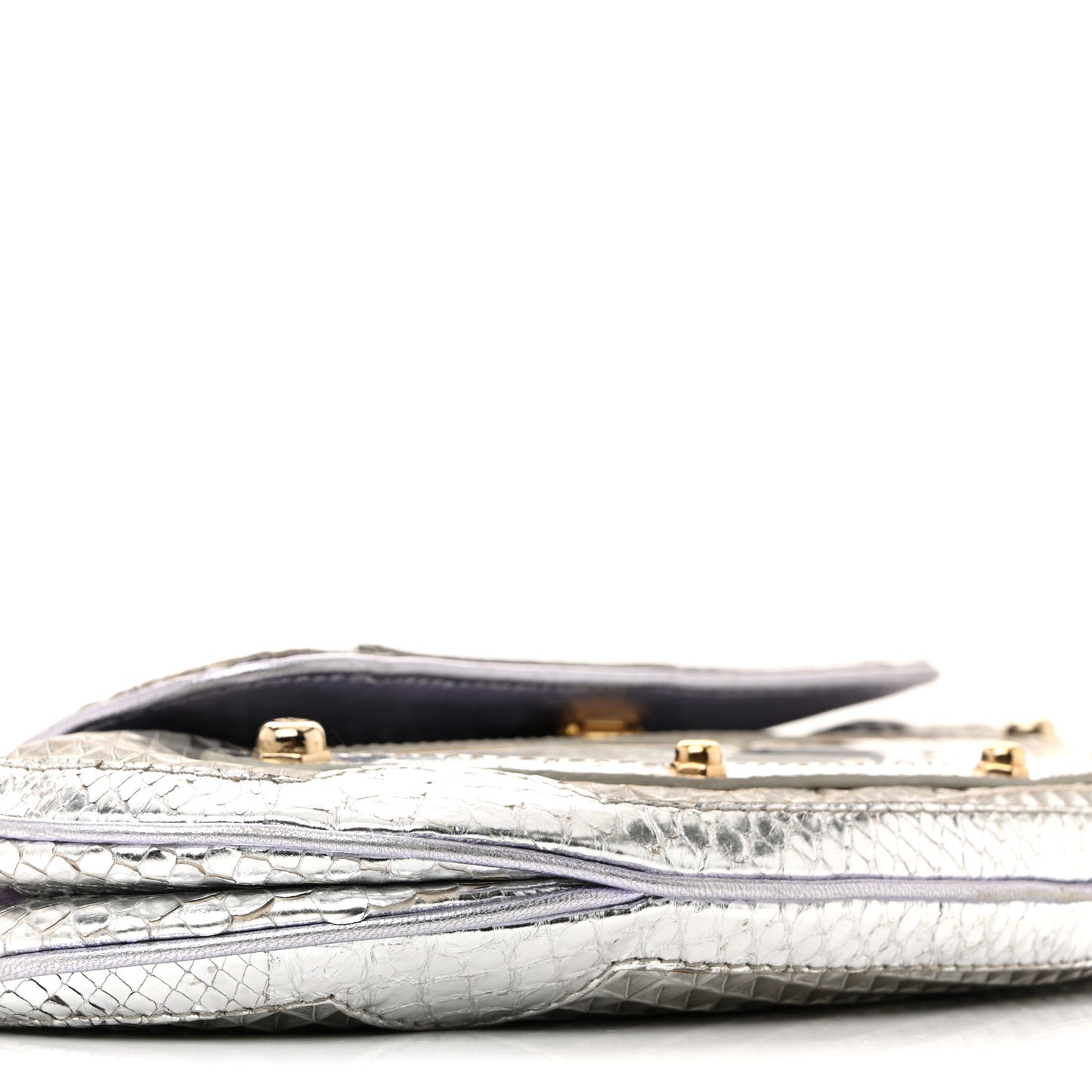 Snakeskin Nylon Vanity Mirror Clutch Transparent