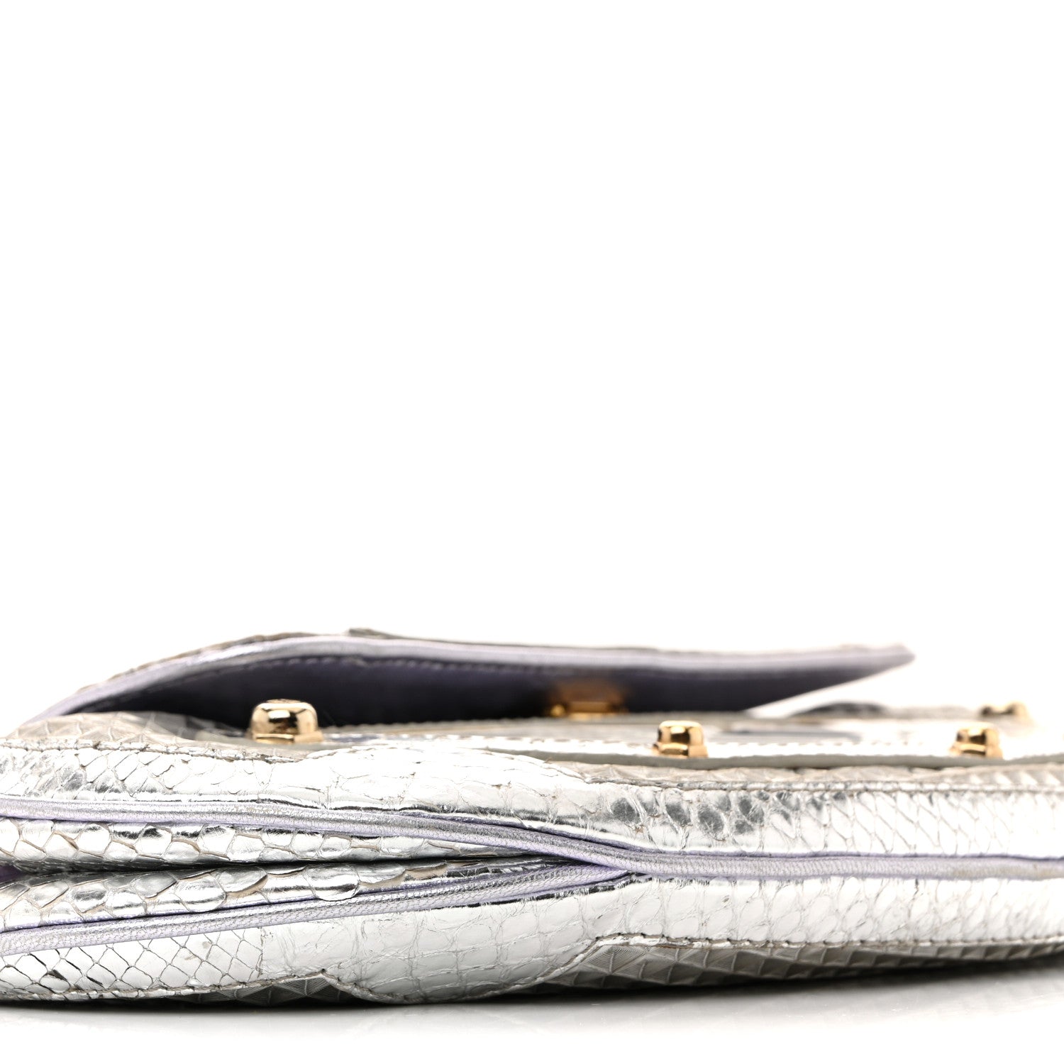 Fendi Snakeskin Nylon Vanity Mirror Clutch Transparent 9 of 14