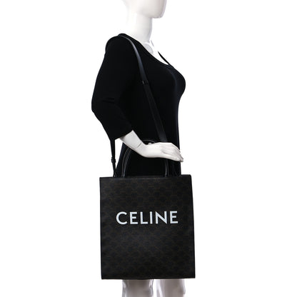 Celine Triomphe Canvas Calfskin Medium Vertical Cabas Black 2 of 7