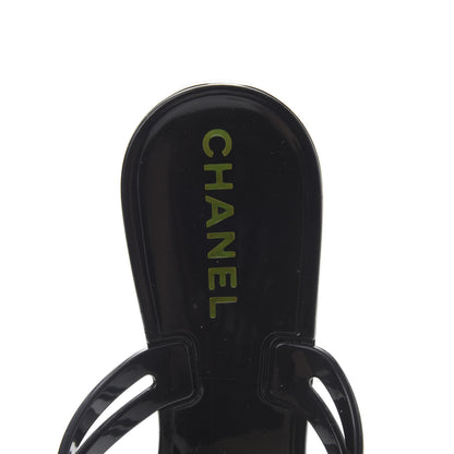 Chanel Jelly Camellia Thong Sandals 35 Black Ivory 8 of 9