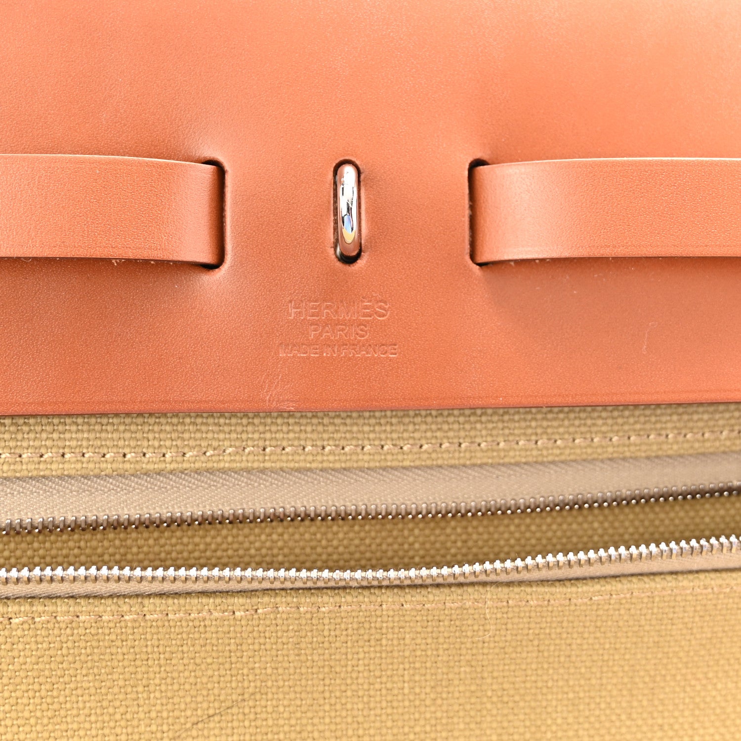 Hermes Military Toile Vache Hunter Herbag Zip Retourne 39 MM Poussiere Fauve 7 of 11