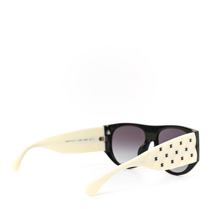 Chanel Acetate Quilted CC Pilot Sunglasses 71465 White Black 4 of 7