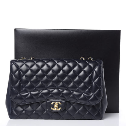 Chanel Lambskin Quilted Jumbo Mademoiselle Chic Flap Navy 16 of 16