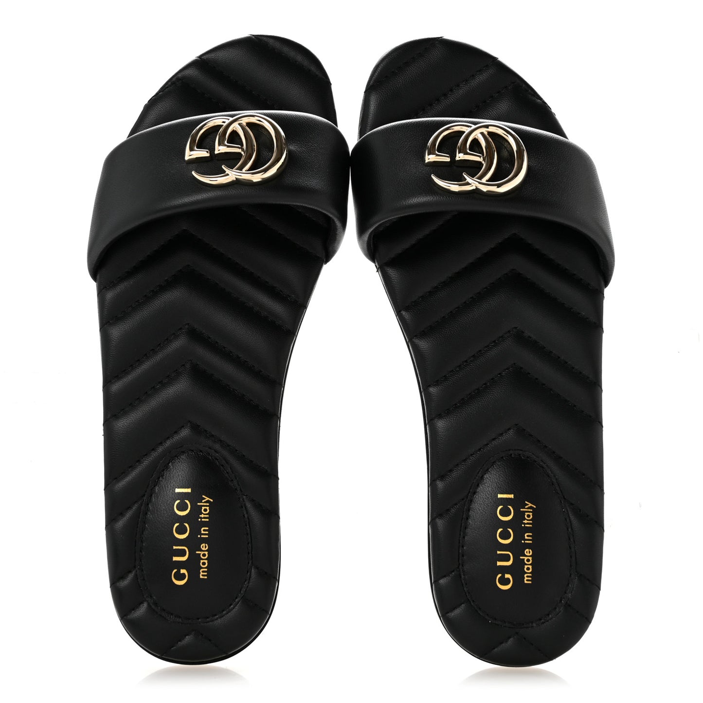 Nappa Matelasse GG Marmont Flat Slide Sandals 37.5 Black