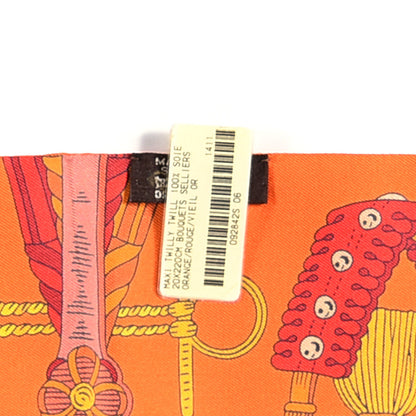 Hermes Silk Bouquets Selliers Maxi Twilly Orange Rouge Vieil Or 2 of 5