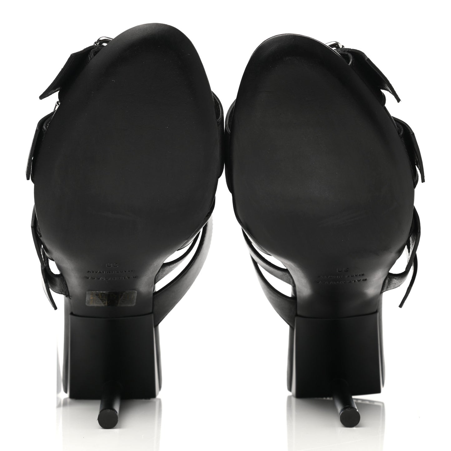 Shiny Sheepskin Bluckle K 80mm Sandals 38 Black