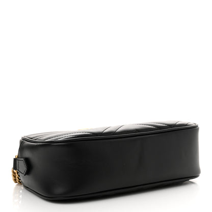 Gucci Calfskin Matelasse Small GG Marmont Chain Shoulder Bag Black 4 of 13