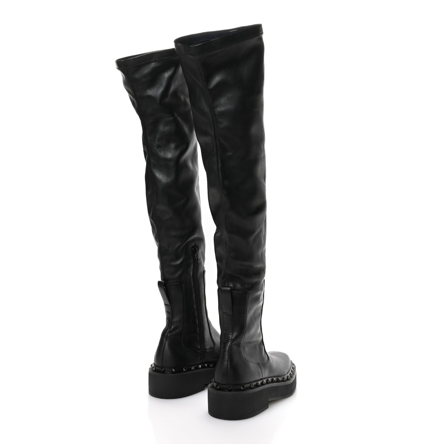 Calfskin Rockstud M-Way Over The Knee Boots 40 Black
