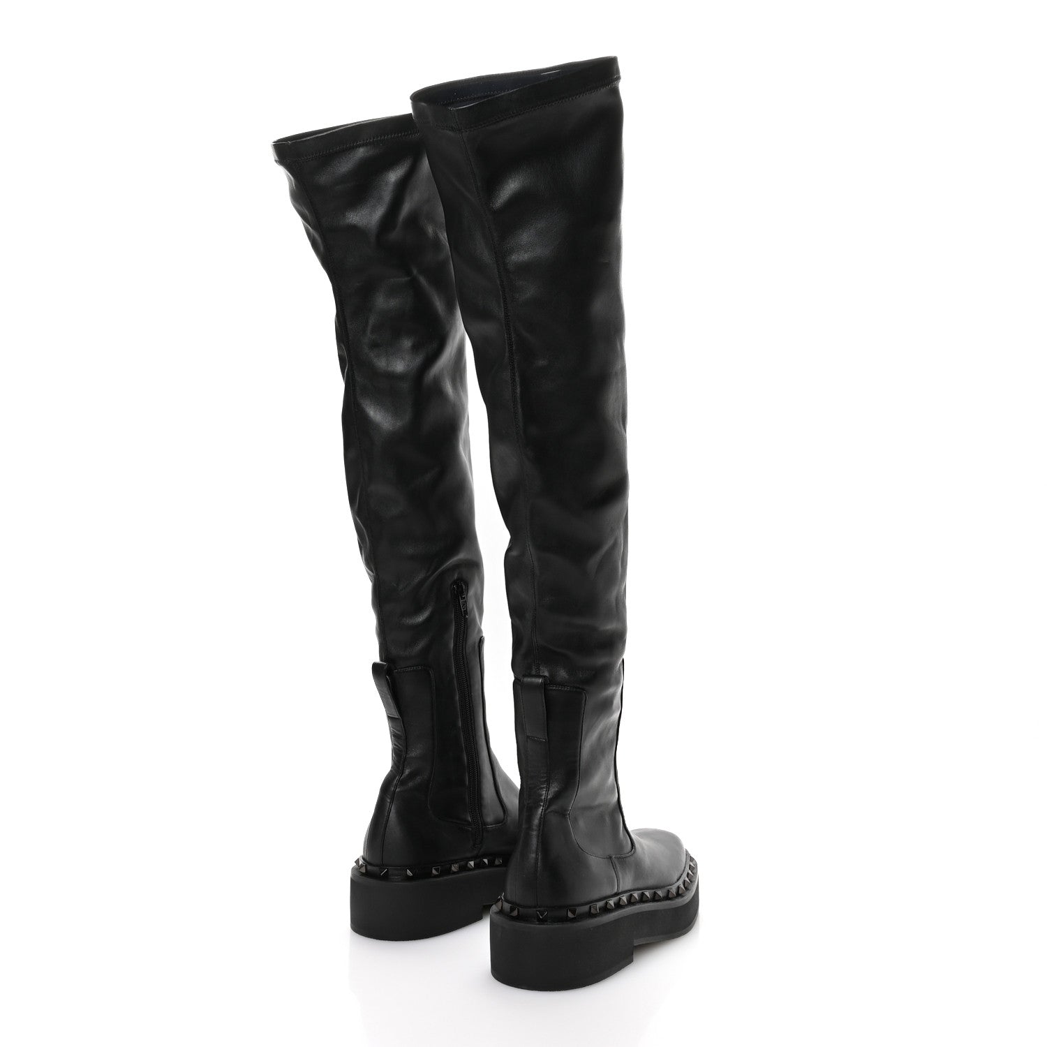 Valentino Garavani Calfskin Rockstud M-Way Over The Knee Boots 40 Black 5 of 7