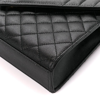 Saint Laurent Grain De Poudre Textured Mixed Matelasse Triquilt Medium Monogram Satchel Black 11 of 11