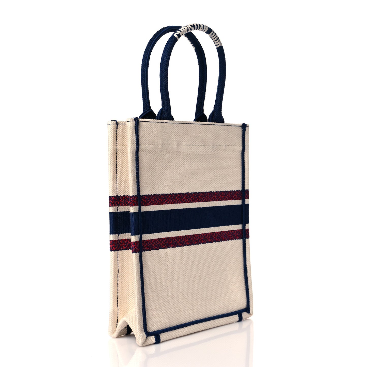 Canvas Embroidered I Love Paris Vertical Book Tote White
